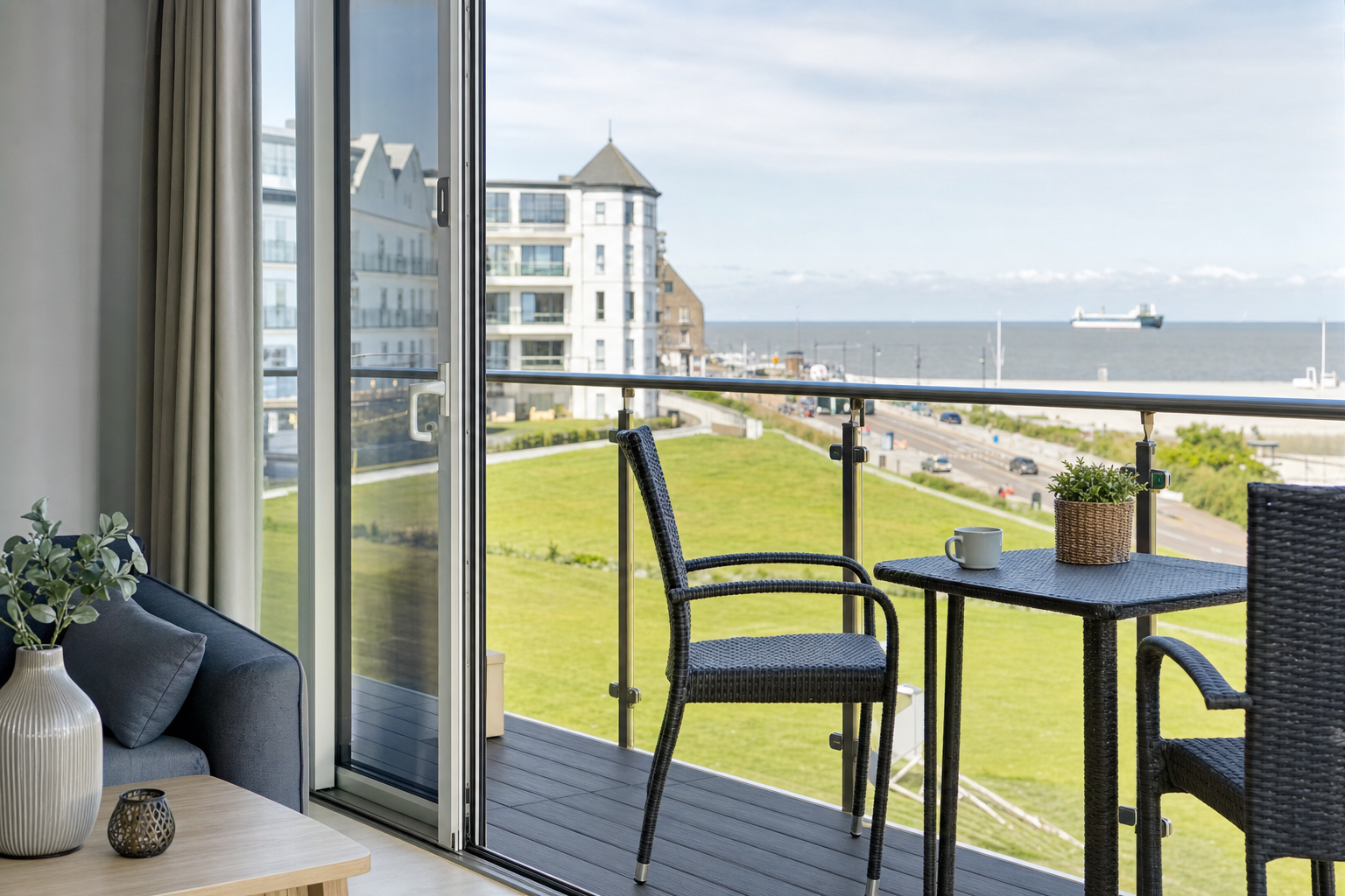Ferienwohnung mit Meerblick in Cuxhaven mit Balkon und Strandnähe